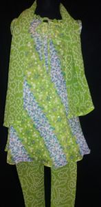 Kids Costumes to Hire - Indian - Green: Top, Pants, Scarf - Girl